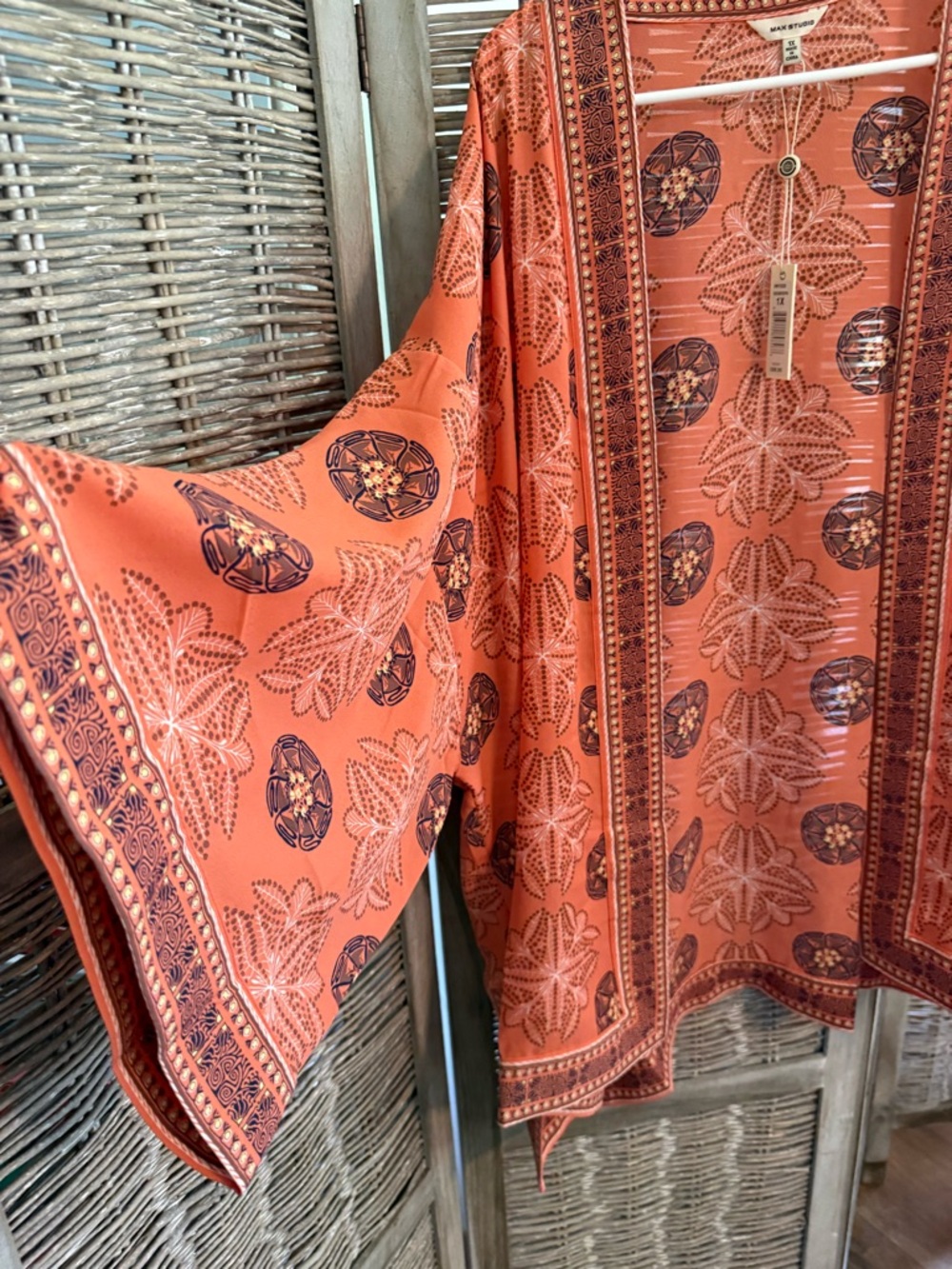 Maeve Orange Printed Kimono Cover-Up by Anthropologie - Picture 3 of 6